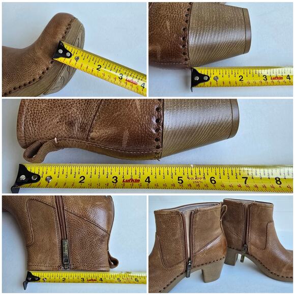 Dansko Sarah Boots Size EU36 US 5.5-6 Brown Leather Side Zip Heeled Ankle Bootie - Picture 10 of 13